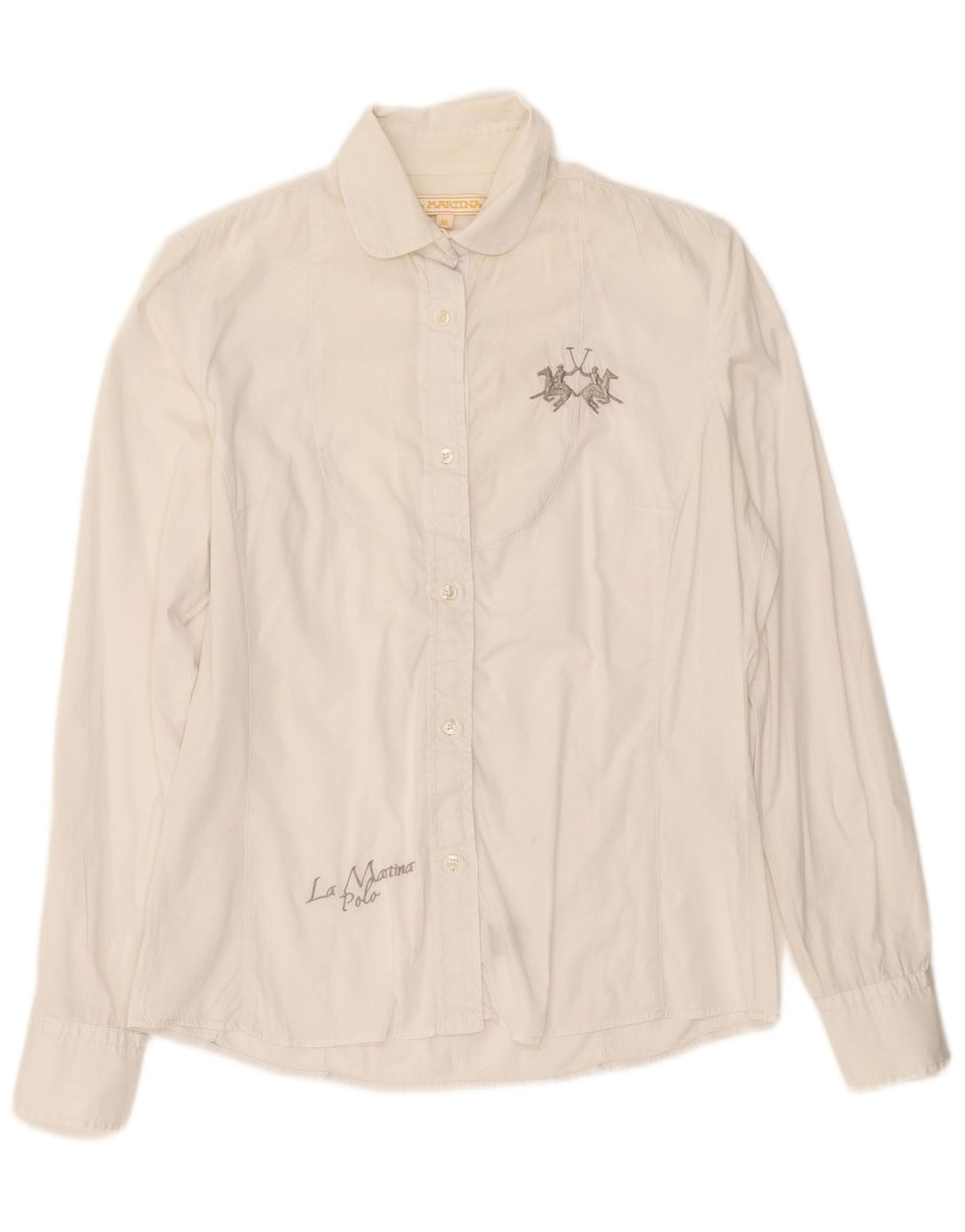 LA MARTINA Womens Graphic Shirt UK 14 Medium White