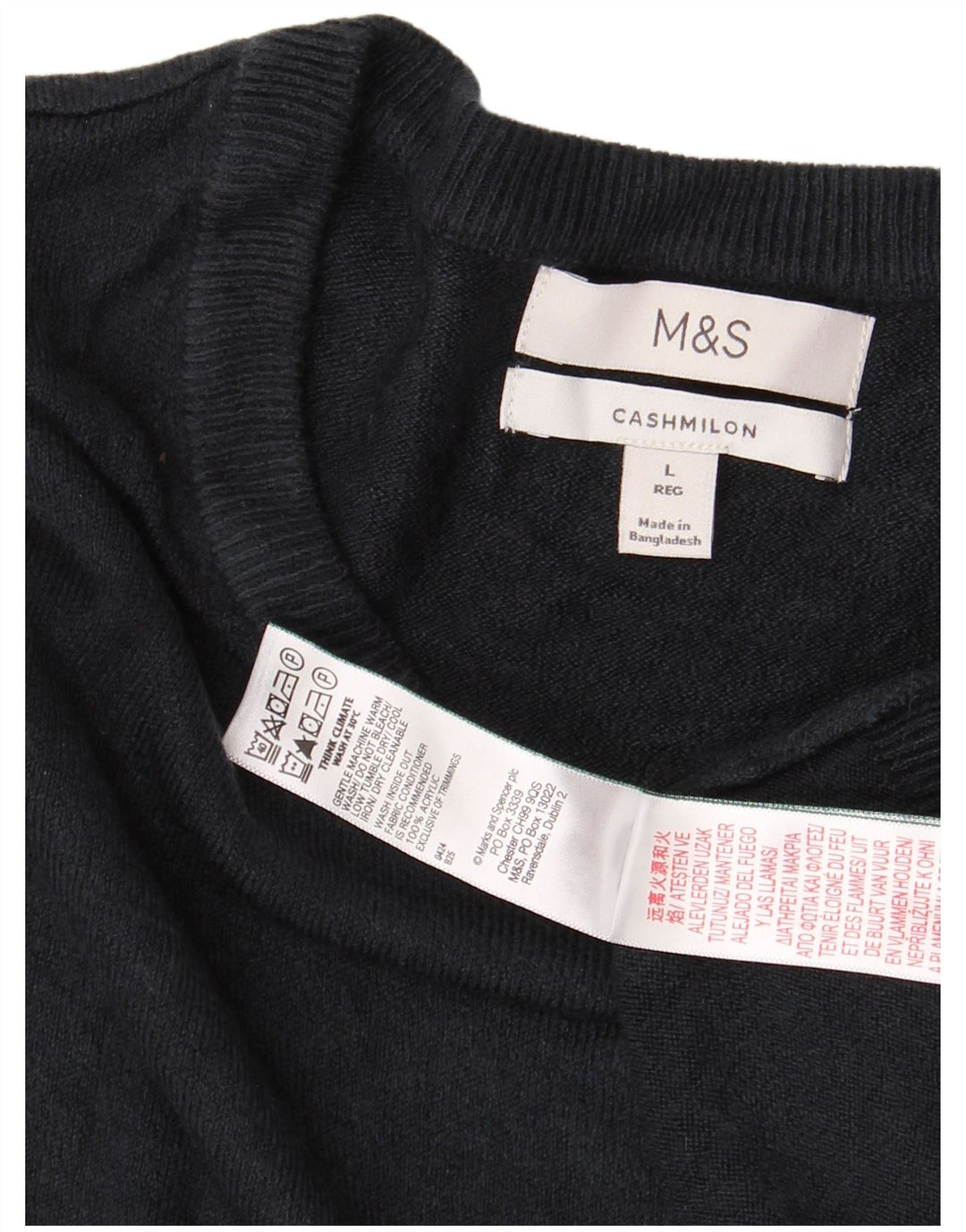 MARKS & SPENCER Męski sweter z okrągłym dekoltem, duży, granatowy, akrylowy