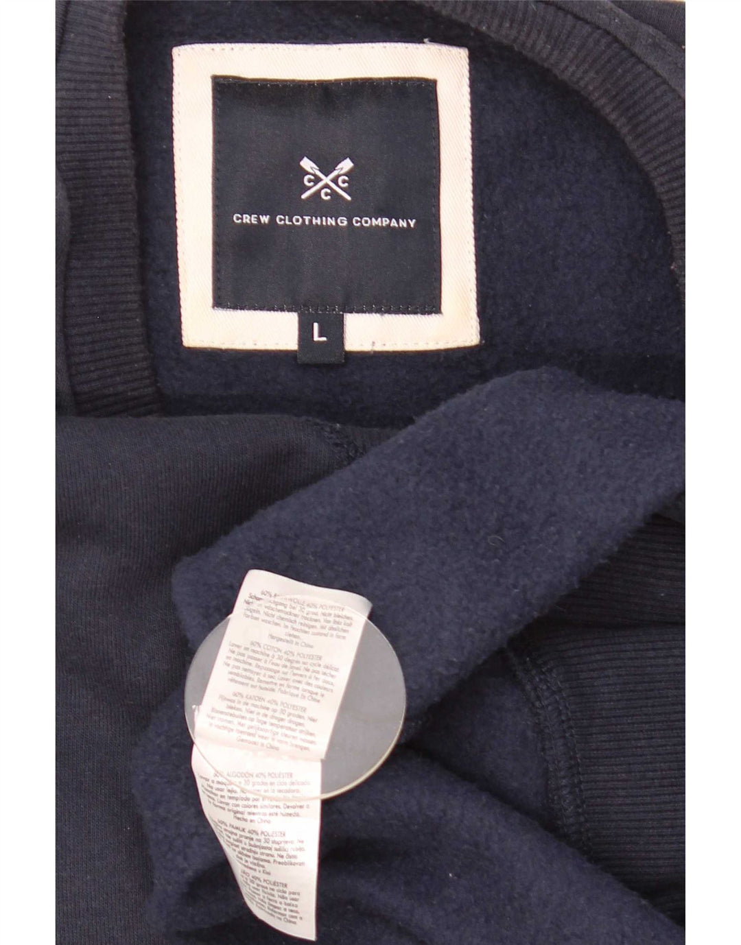 Crew Clothing Męska bluza z kapturem, duża, granatowa, bawełniana