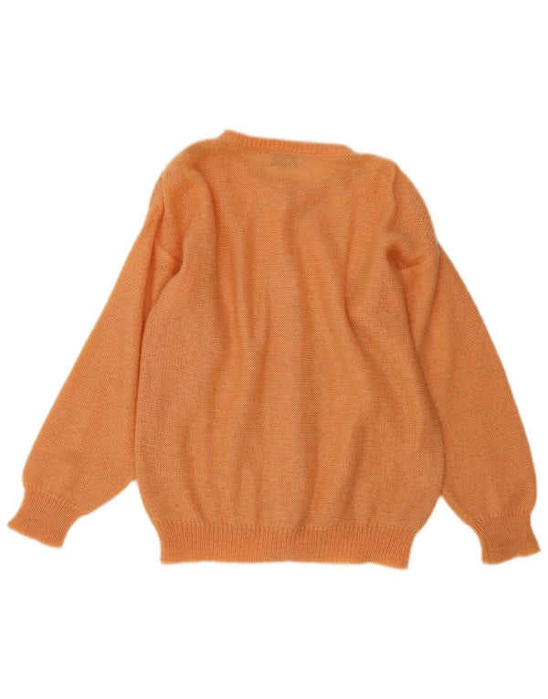 Sweter damski w stylu vintage, UK 16, duży, pomarańczowy moher