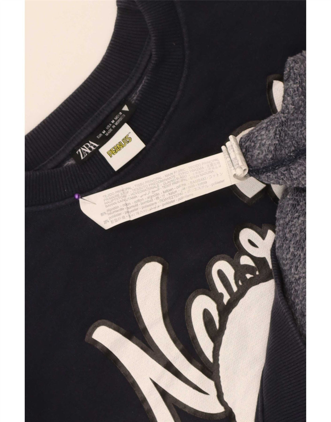 Bluza damska Zara Crop Sweter UK 14 Średni granatowy bawełniany