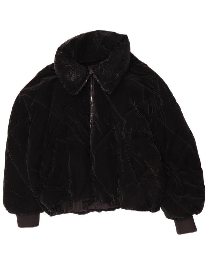 Damska kurtka oversize Zara z wyściełaną wkładką UK 10, mała, czarna, z poliuretanu