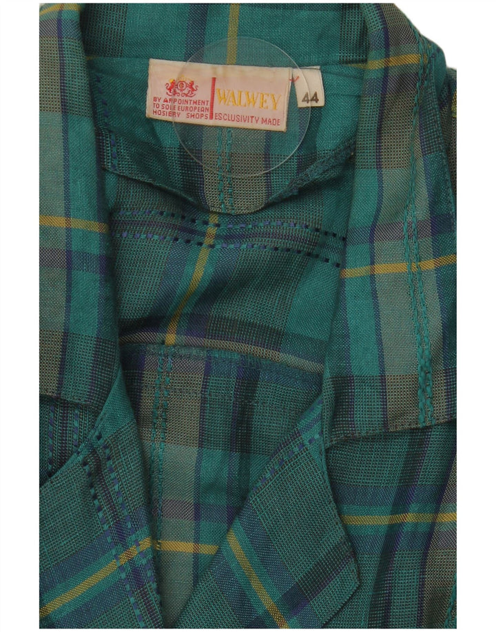 Vintage damska marynarka zapinana na 3 guziki EU 44 XL w niebieską kratkę