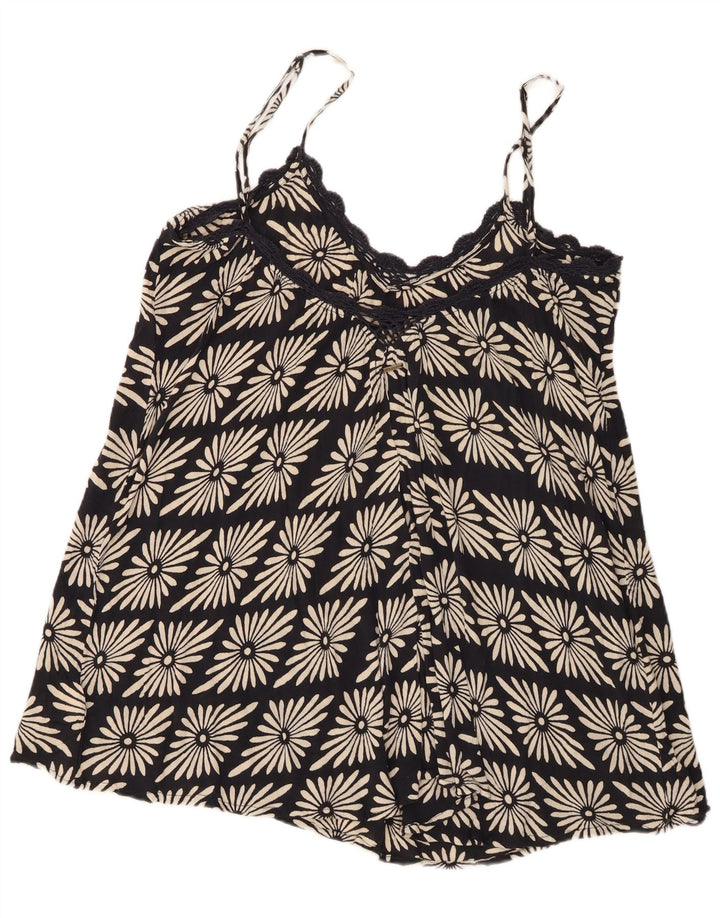 Damski top na ramiączkach Volcom UK 14, duży, czarny, w kwiaty, wiskoza