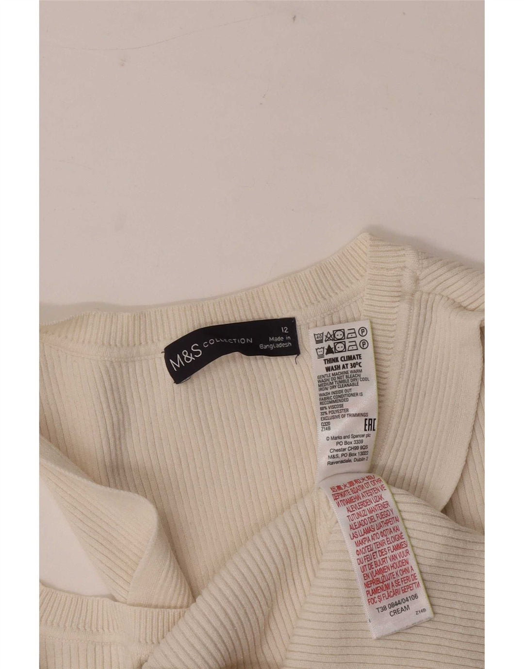 Damski podkoszulek Marks & Spencer Crop Vest UK 12 Średniobiała wiskoza
