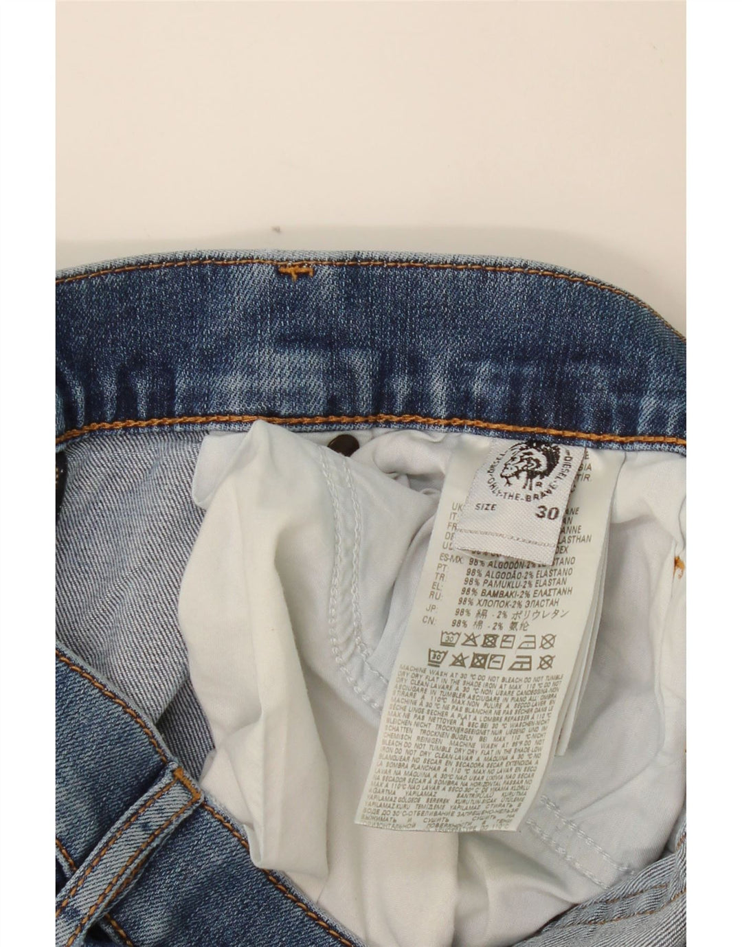 DIESEL Damskie proste dżinsy W30 L27 Niebieskie bawełniane