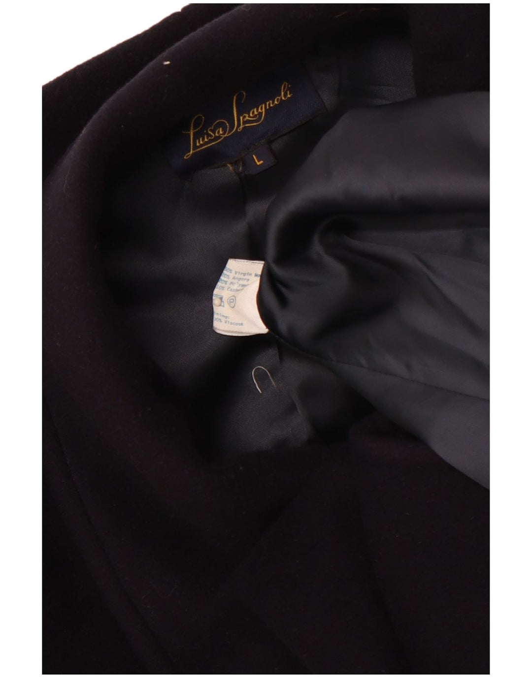 LUISA SPAGNOLI Damski płaszcz oversize UK 16, duży, granatowy, z dziewiczej wełny