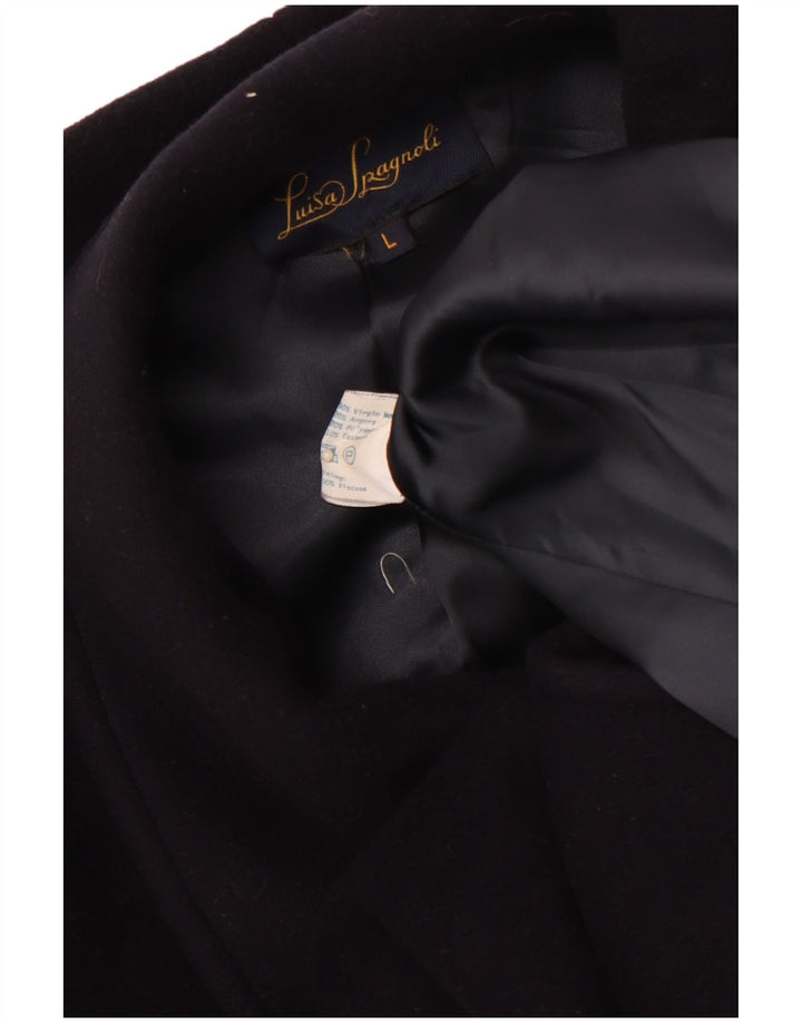 LUISA SPAGNOLI Damski płaszcz oversize UK 16, duży, granatowy, z dziewiczej wełny