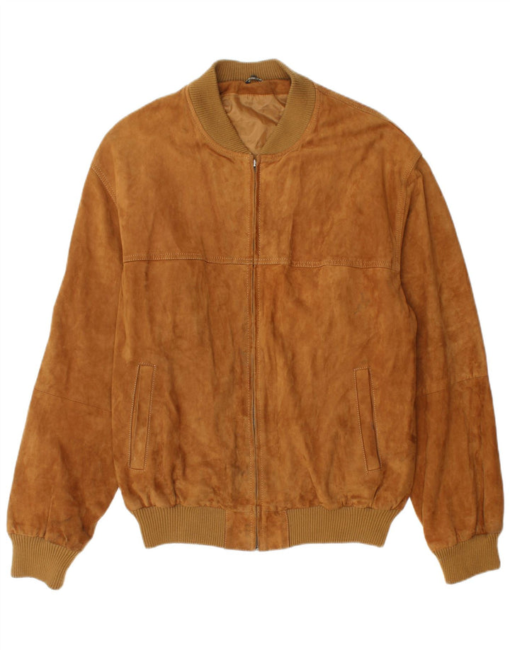 Vintage męska zamszowa kurtka bomber IT 54 2XL brązowa skóra