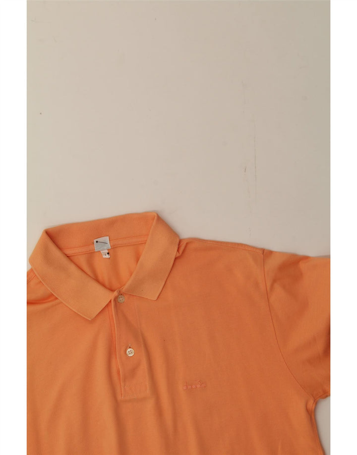 DIADORA Mens Polo Shirt Large Orange Cotton Vintage Diadora and Second-Hand Diadora from Messina Hembry 