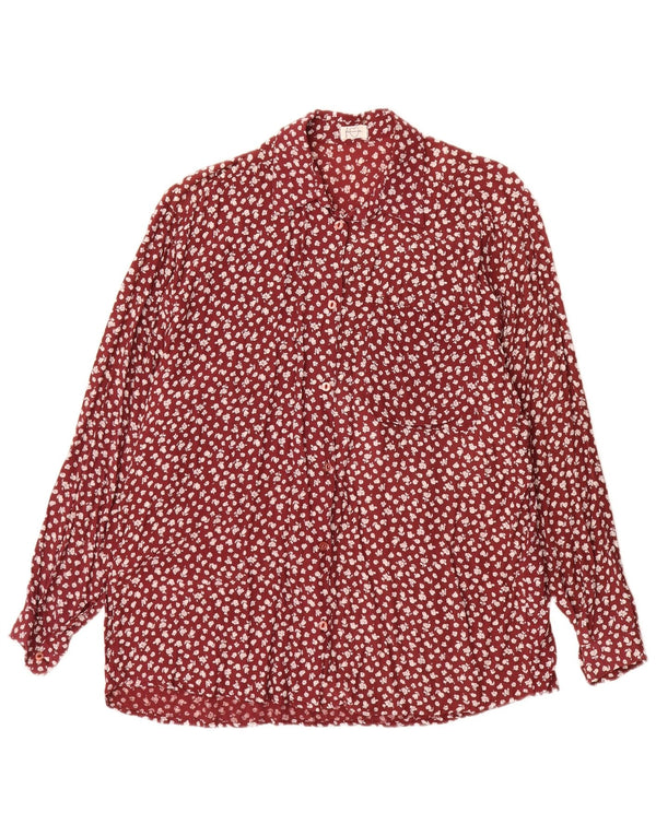 Koszula damska Vintage UK 18 XL Czerwona wiskoza w kwiaty