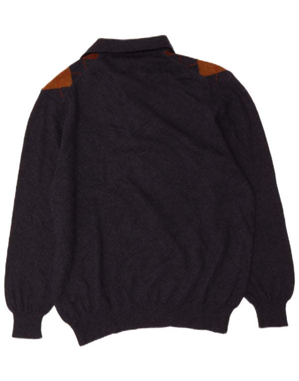 Vintage męski sweter polo z dekoltem w kształcie litery 