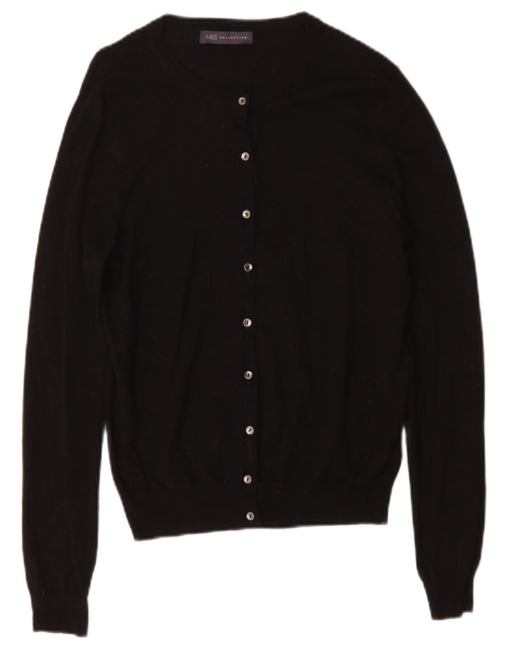 Marks & Spencer Damski sweter rozpinany UK 12, średnia czarna wiskoza
