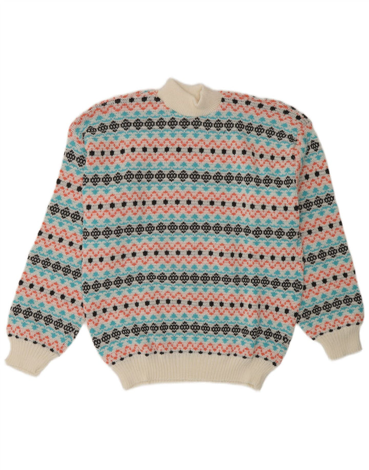Vintage męski sweter z golfem, średni, wielobarwny, Fair Isle