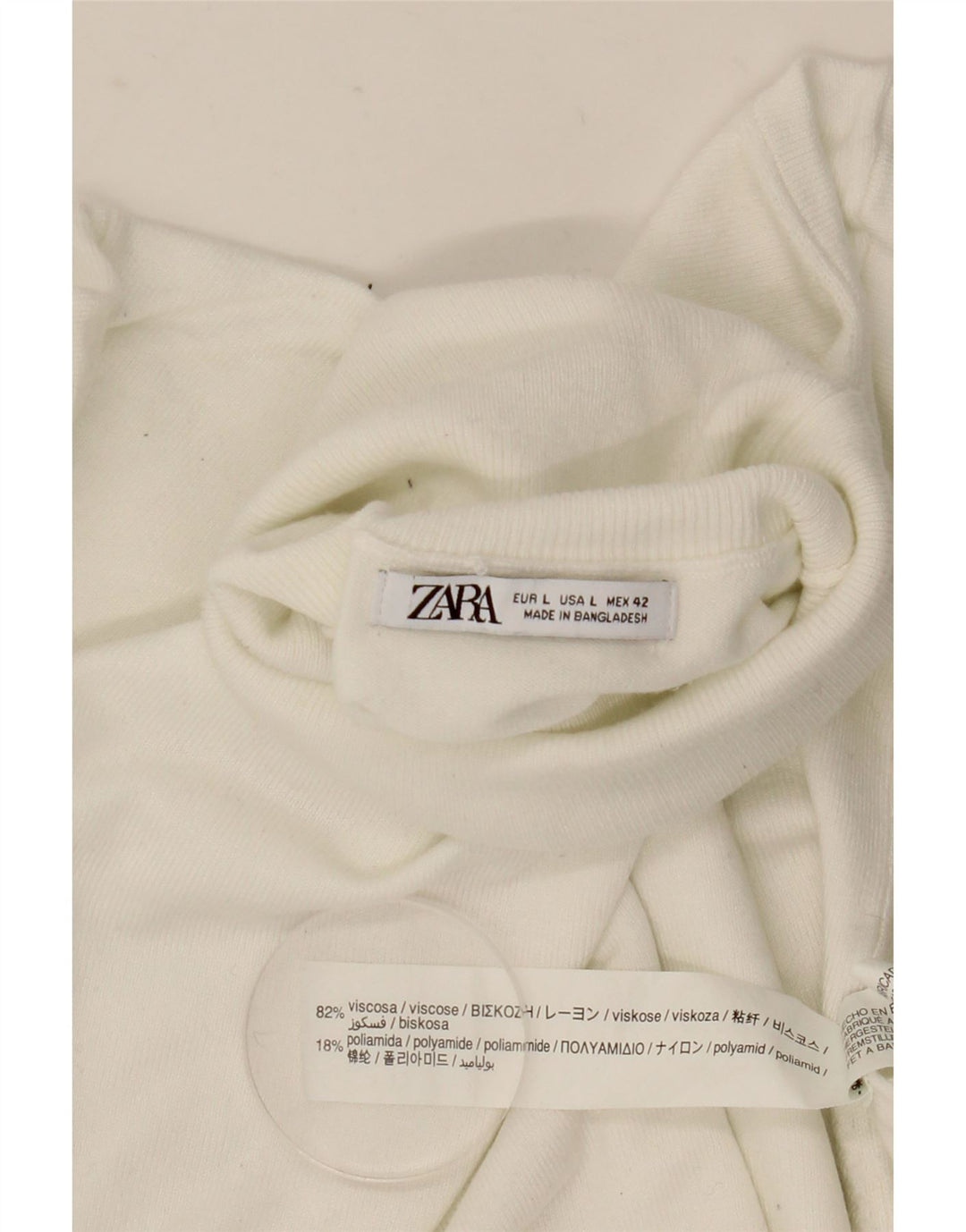 Damski sweter z golfem Zara UK 16 Large, biała wiskoza