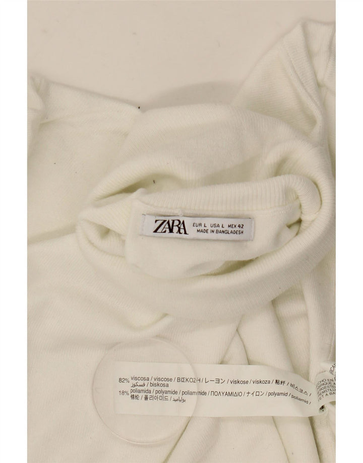 Damski sweter z golfem Zara UK 16 Large, biała wiskoza