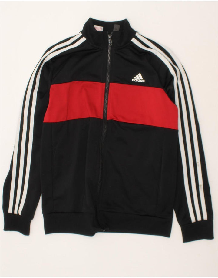 ADIDAS Boys Tracksuit Top Jacket 11-12 Years Black Colourblock Polyester Vintage Adidas and Second-Hand Adidas from Messina Hembry 