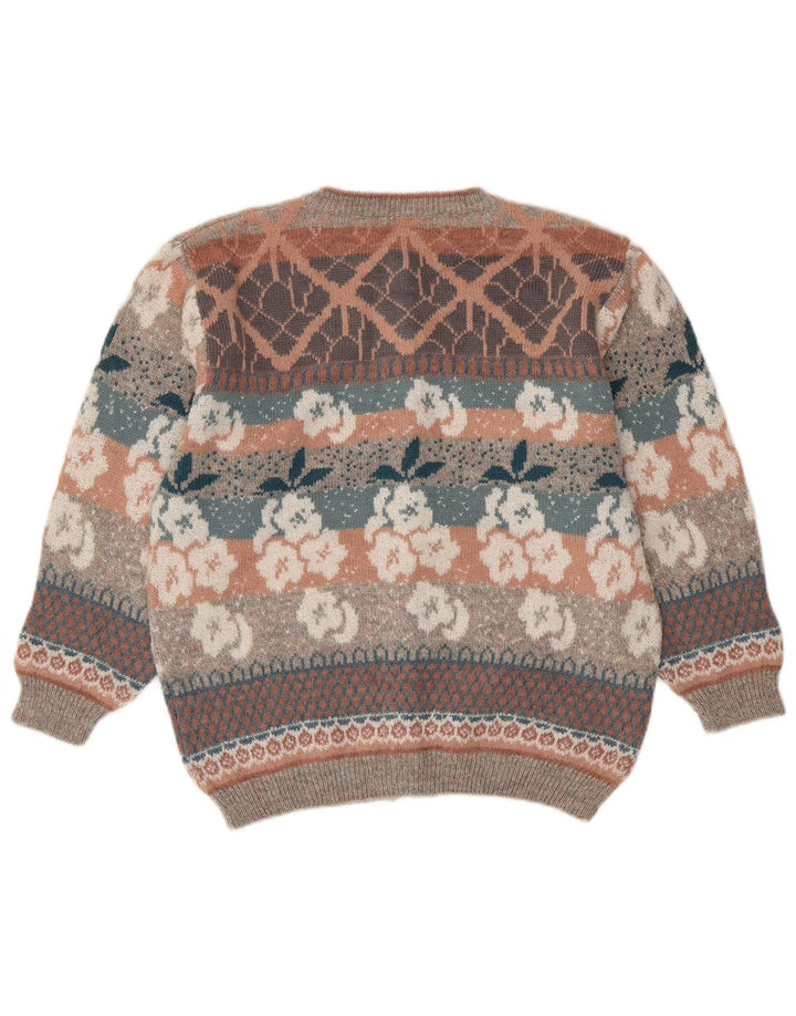 Sweter damski SIMONE UK 16, duży, wielokolorowy, wełniany w kwiaty