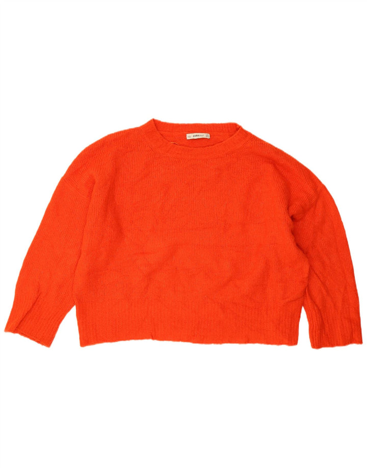 Damski sweter Zara Crop Oversize z dekoltem w łódkę UK 14 Średni pomarańczowy