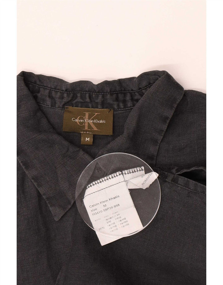 Damska koszula khaki Calvin Klein UK 12, średnioszara, lniana
