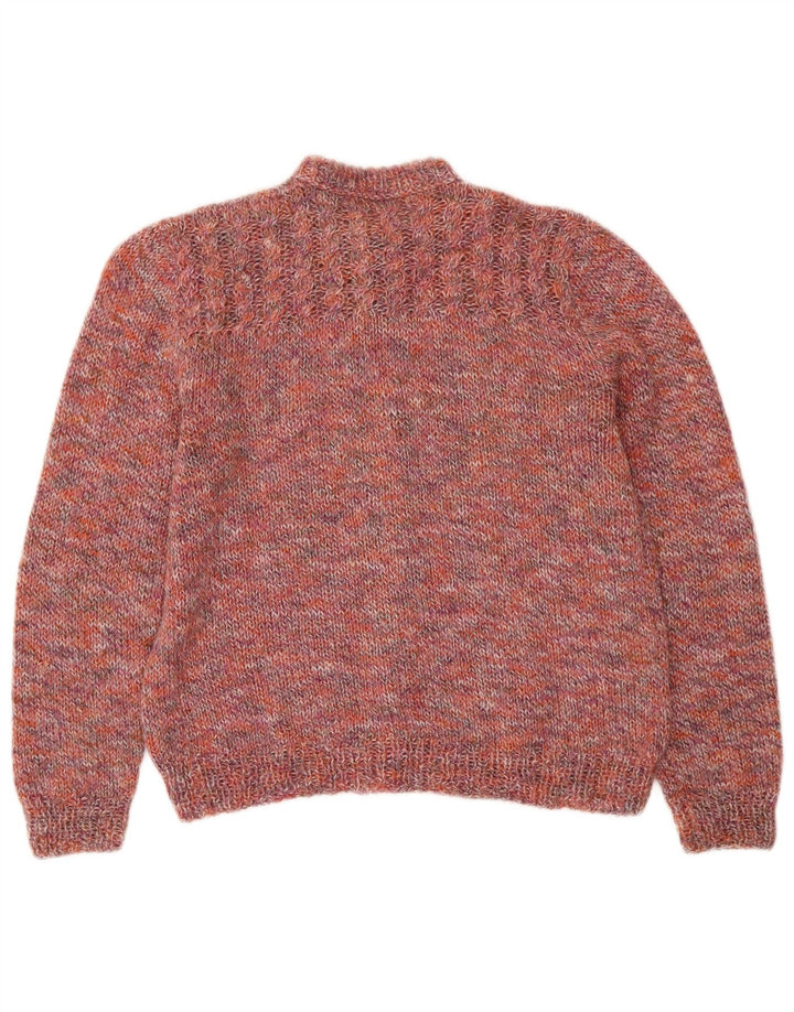 Sweter damski w stylu vintage, UK 14, średni, różowy, nakrapiany
