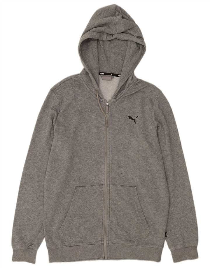 Męski sweter Puma z kapturem i zamkiem, mały, szary, bawełniany
