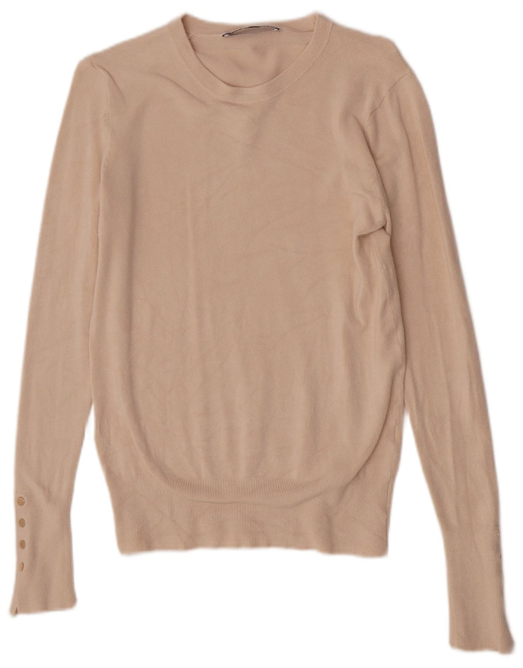 Damski sweter z okrągłym dekoltem Zara UK 12 Średni beżowy wiskoza