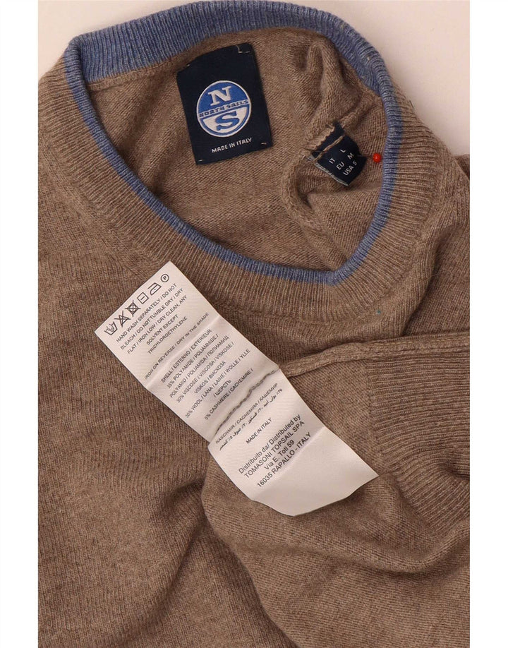 Męski sweter z okrągłym dekoltem North Sails, średniobeżowy poliamid
