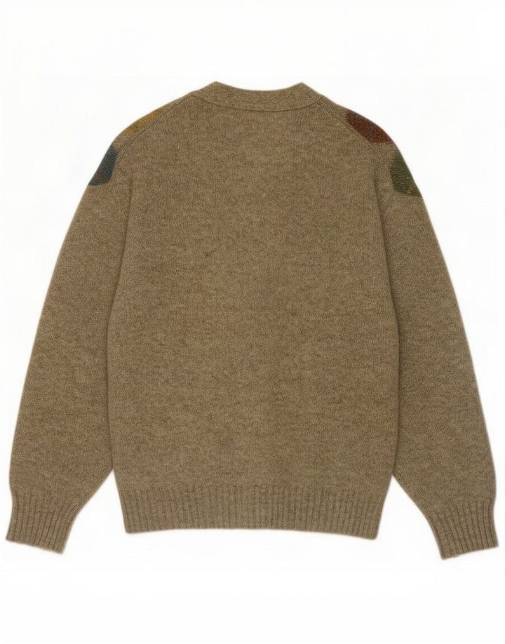 Sweter męski Trussardi, duży, khaki, argyle/diament