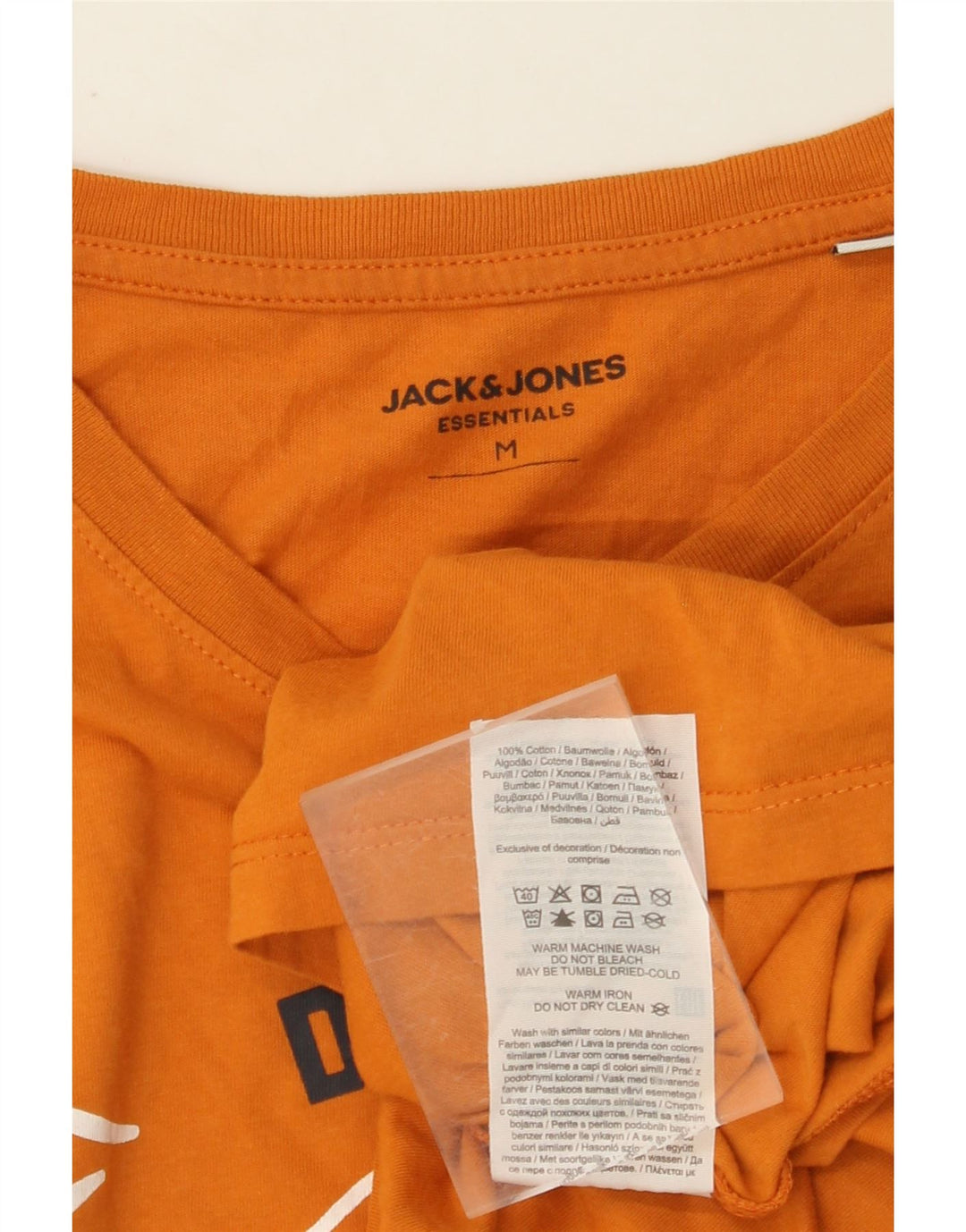 Męska koszulka z grafiką JACK & JONES, średnia, pomarańczowa, bawełniana