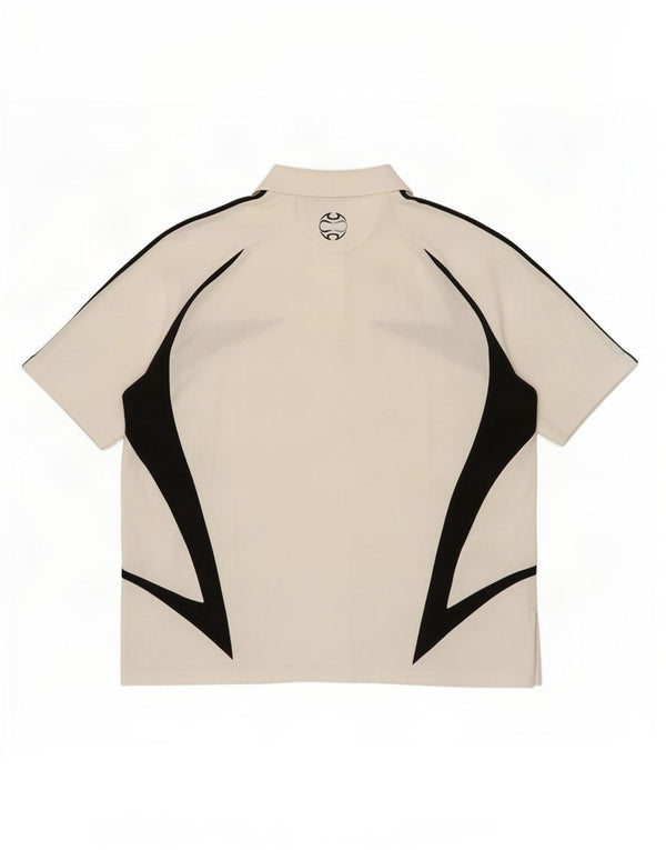 Męska koszulka polo Adidas Graphic UK 48/50 XL Biała bawełna z blokami kolorów
