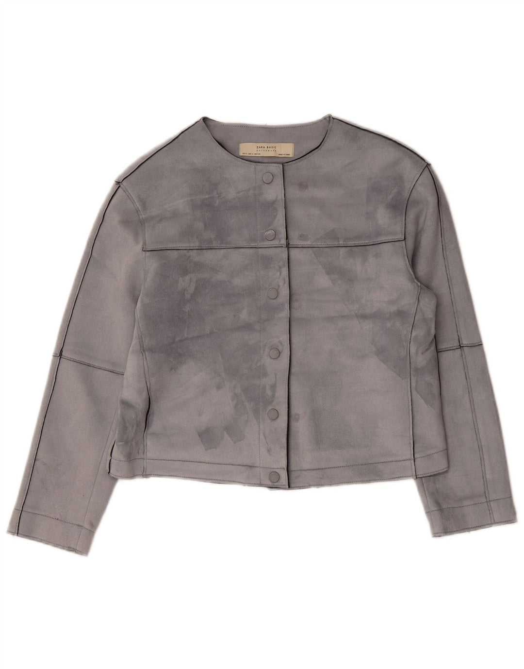 Damska kurtka bomberka oversize ZARA Crop UK 10, mała, szara, z poliestru