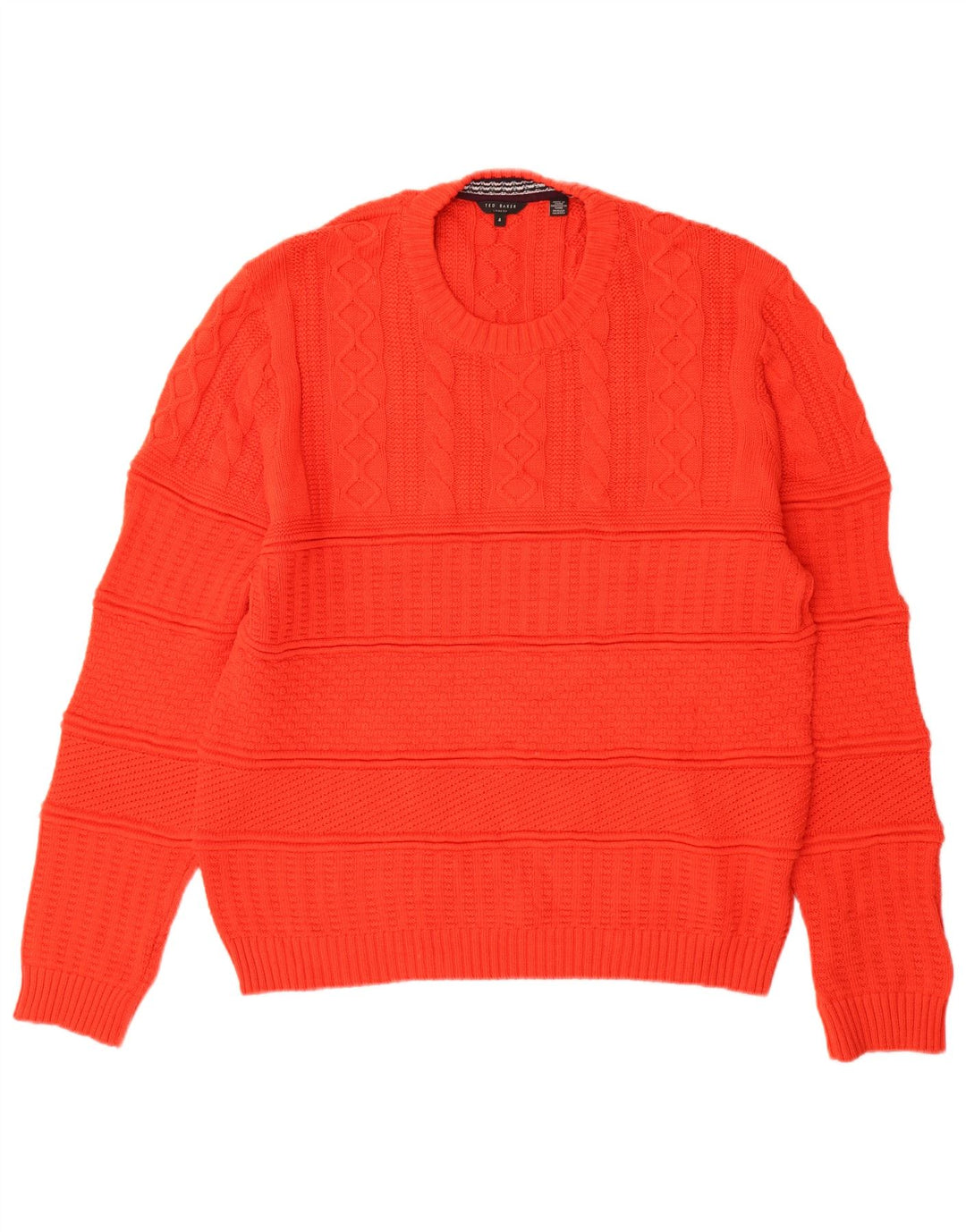 Męski sweter Ted Baker z okrągłym dekoltem, rozmiar 4, duży, czerwony, bawełniany