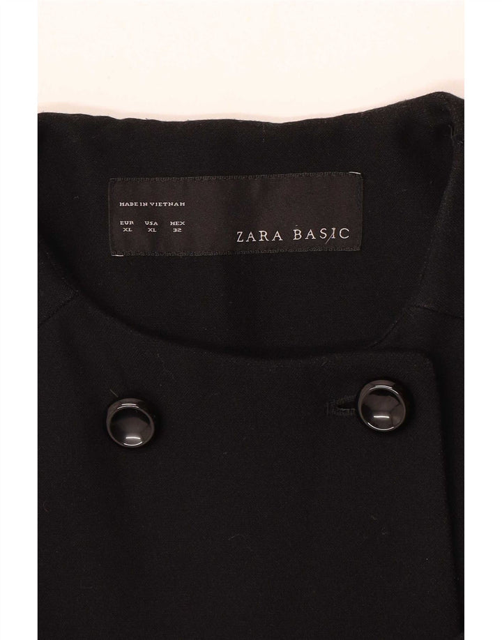 Dwurzędowy płaszcz damski Zara UK 18 XL czarny