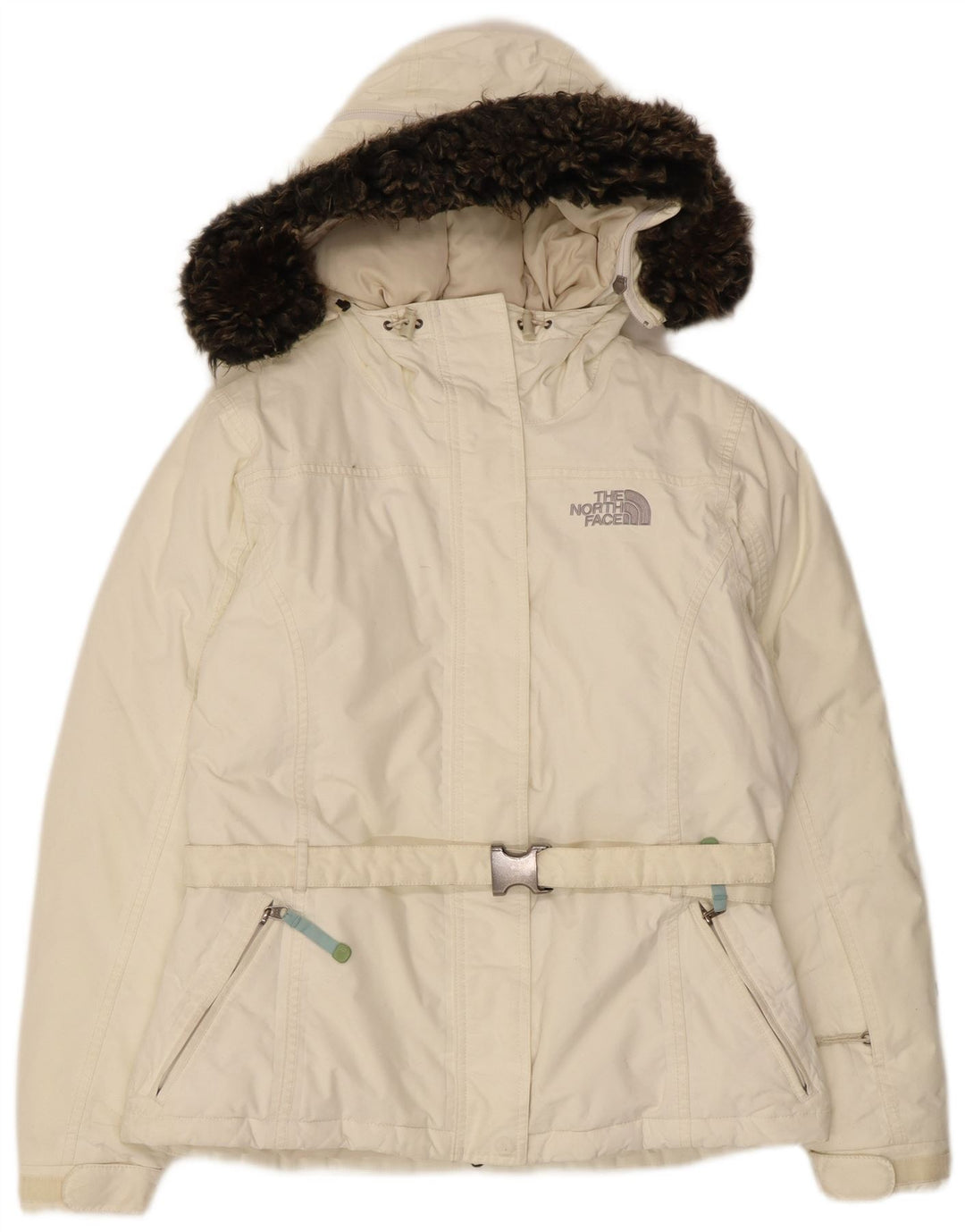 Damska wyściełana kurtka z kapturem The North Face UK 14, średni beż, nylon