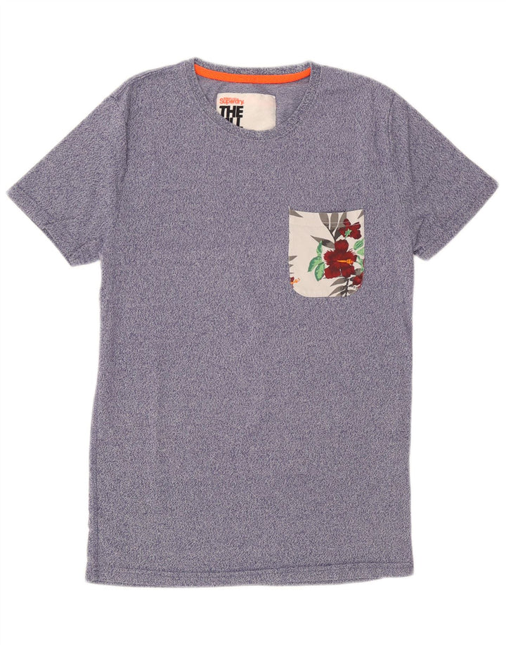 Męski T-shirt z grafiką Superdry, mały, niebieski, bawełniany