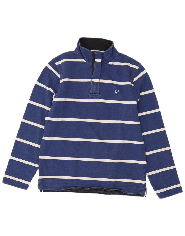 CREW CLOTHING Męski sweter zapinany na guziki, w średnie niebieskie paski