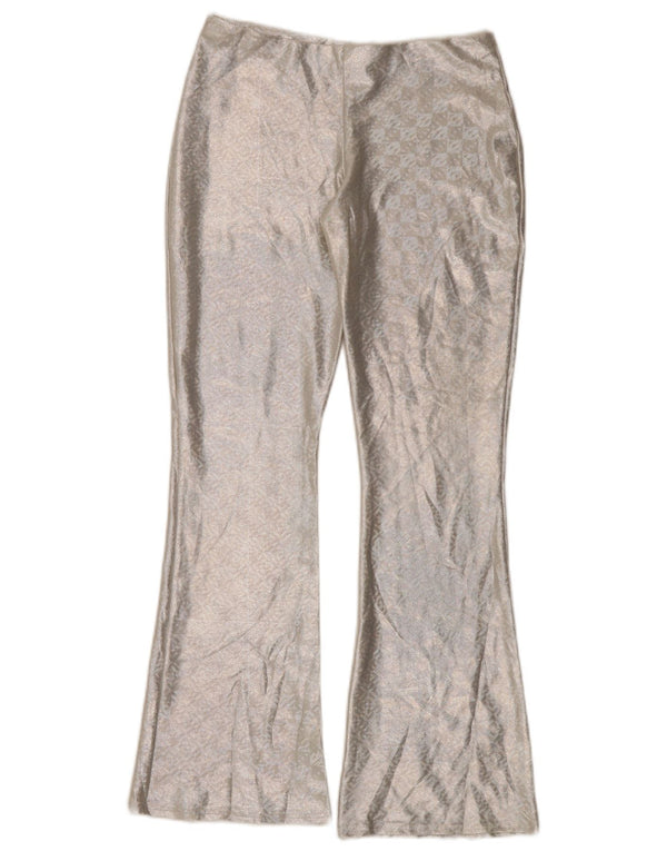 Spodnie damskie Topshop Flare UK 10 Small W30 L30 Srebrne geometryczne