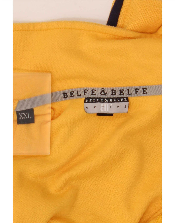 Dres Belfe & Męski sweter z zamkiem błyskawicznym, 2XL, żółty, blok kolorów