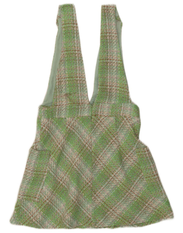 Zara Womens Dungarees Skirt Large W30 Multicoloured Check Polyester