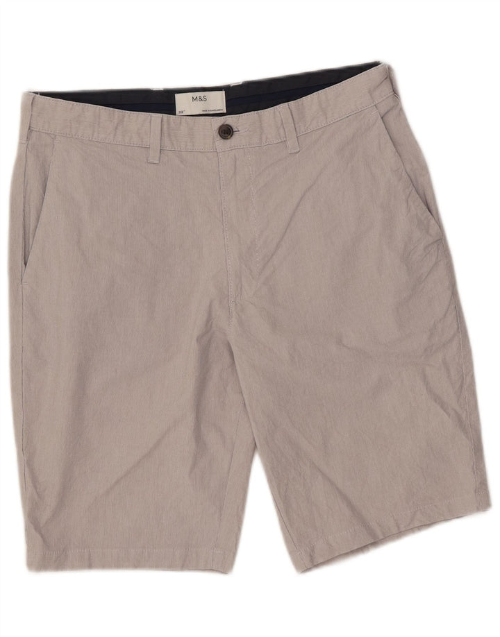 Marks & Spencer Męskie spodenki Chino W32 Średnioszare, bawełniane w prążki