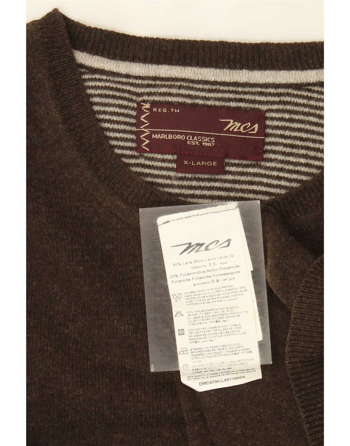 Marlboro Classics Męski sweter z okrągłym dekoltem XL, brązowa wełna
