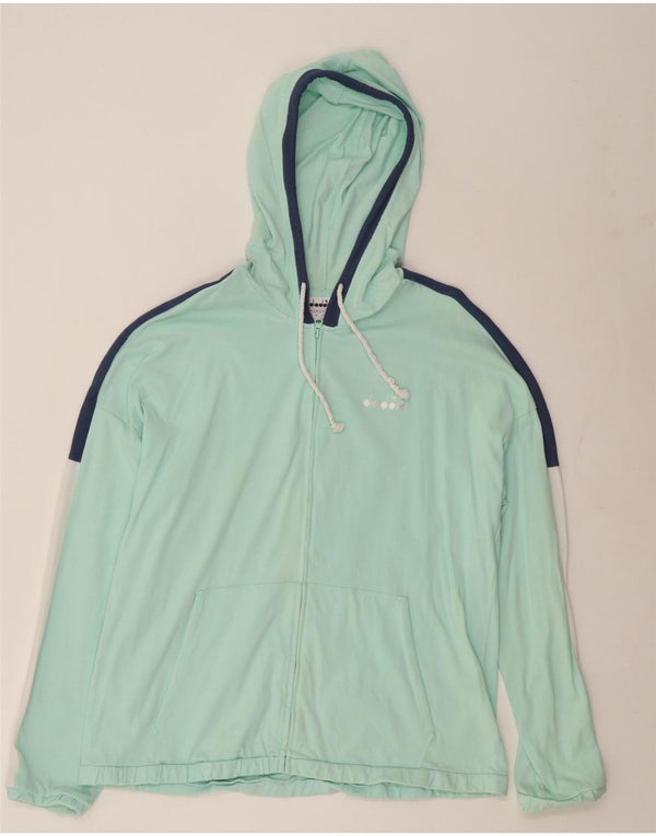 Męski sweter z kapturem i zamkiem błyskawicznym Diadora 2XL Turkusowa bawełna z blokami kolorów