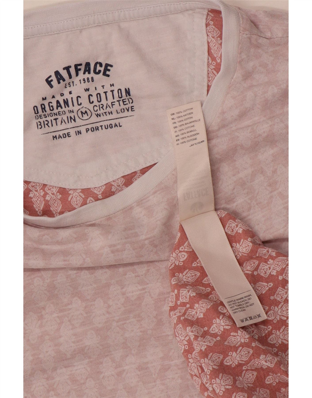T-shirt męski Fat Face Top, średni, różowy, bawełniany paisley