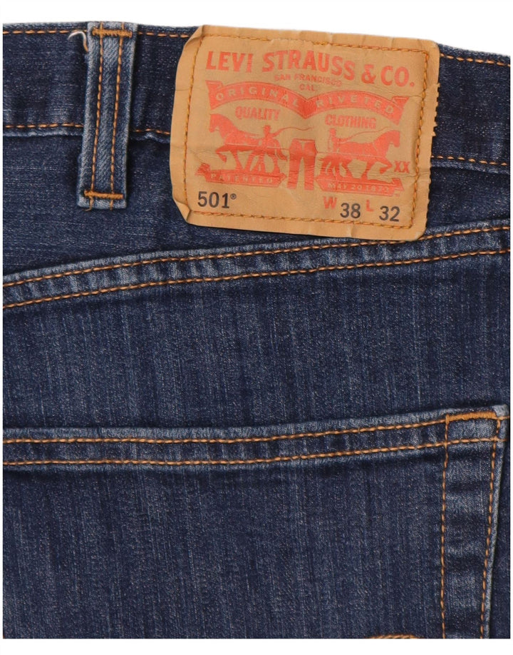 Męskie dżinsy Levi's 501 Straight W38 L32 Granatowa bawełna