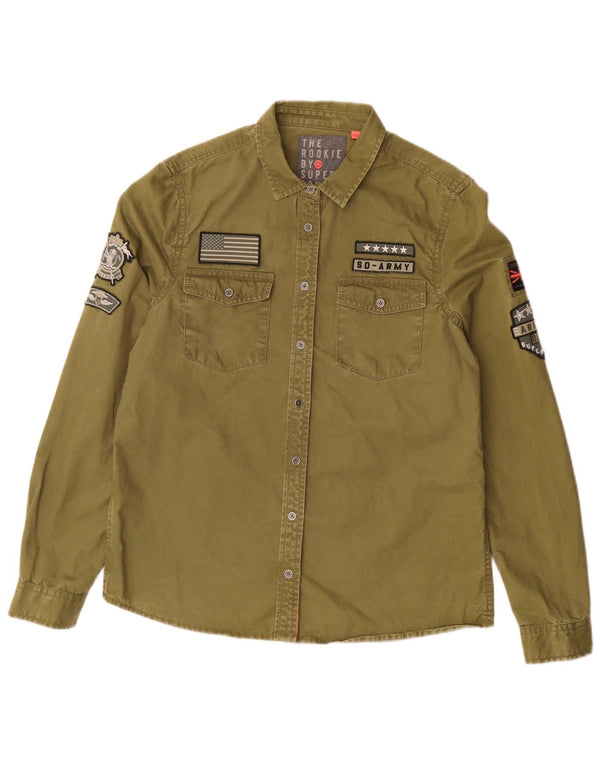 Damska koszula graficzna Superdry UK 14, średnia bawełna khaki