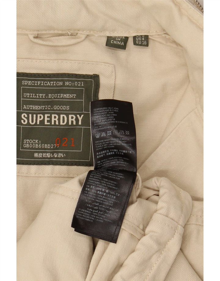 Damska kurtka typu oversize Superdry Crop UK 8, mała, beżowa, bawełniana