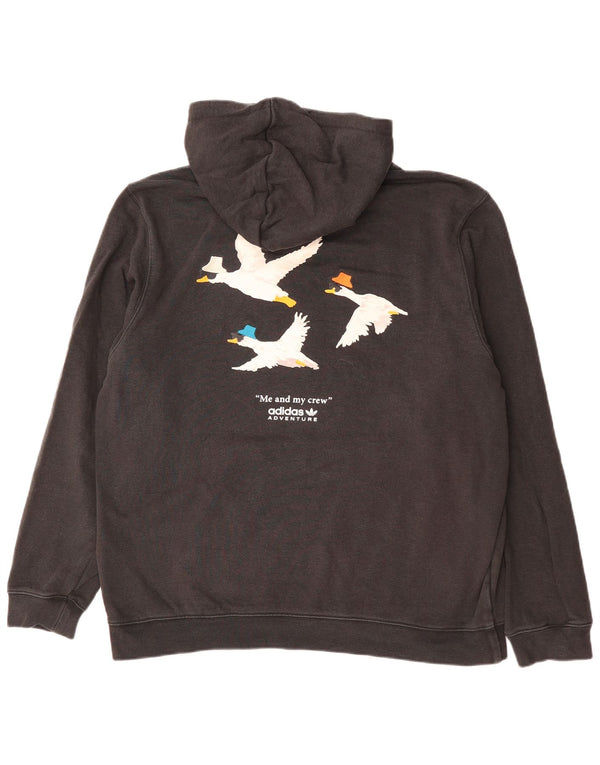 ADIDAS Mens Adventure Graphic Hoodie Jumper XL Black Cotton