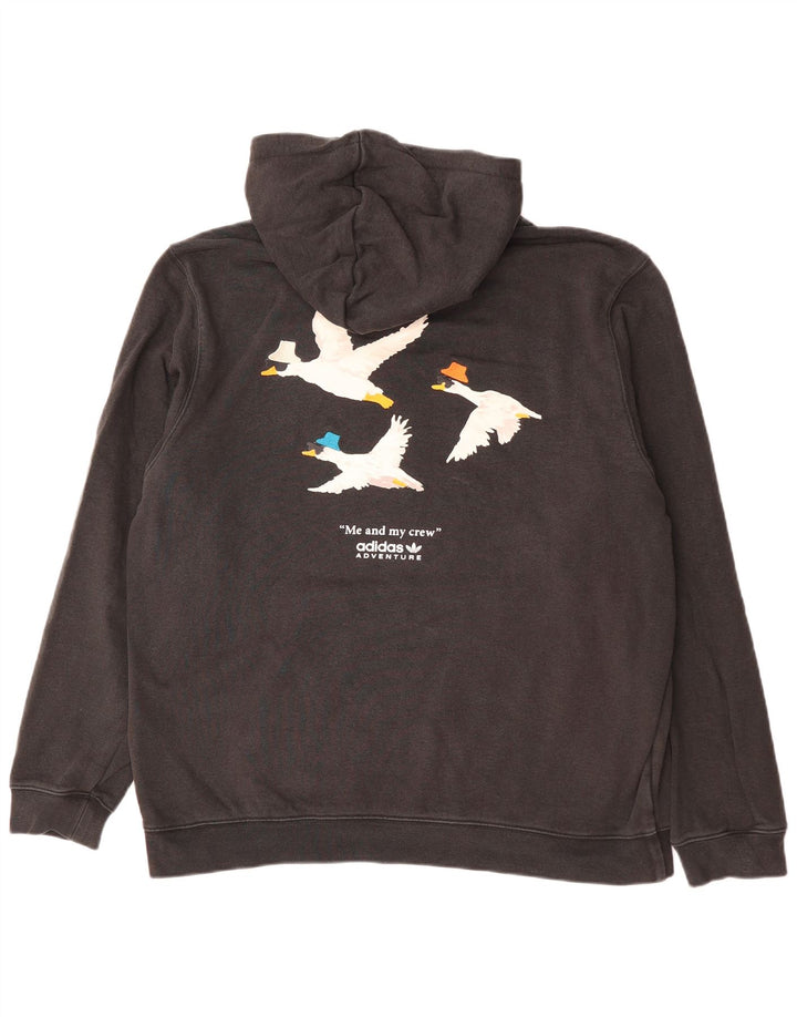 Męski sweter z kapturem ADIDAS Adventure Graphic XL, czarny, bawełniany