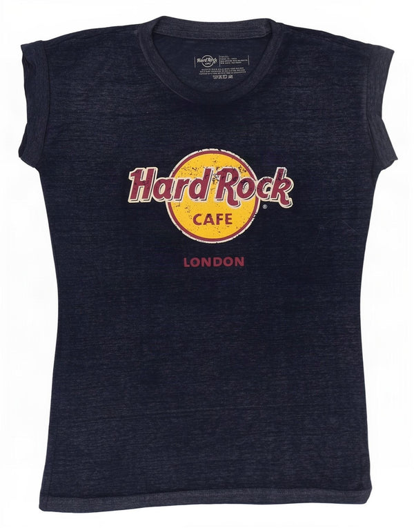 Damska koszulka z grafiką Hard Rock Cafe London Graphic Top UK 6 XS Granatowa nakrapiana